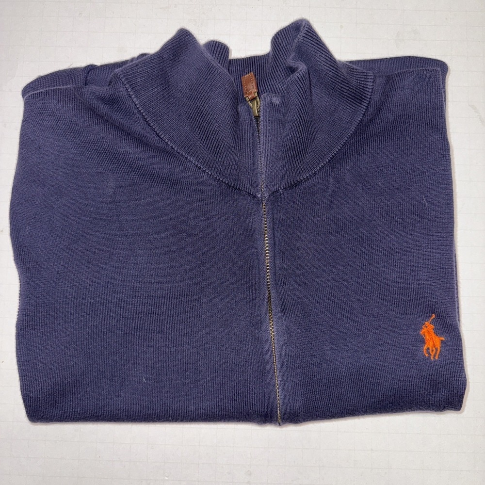 Men's Polo Ralph Lauren Quarter Zip Vest Navy Pima Cotton Size XL